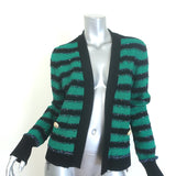 Balmain Sequin-Embellished Striped Distressed Knit Cardigan Green/Black Size 42