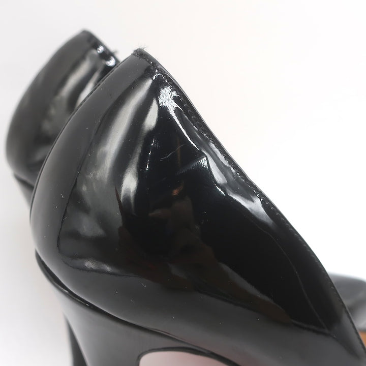Christian Louboutin Jazz Decollete 868 Pumps Black Patent Leather Size 38.5