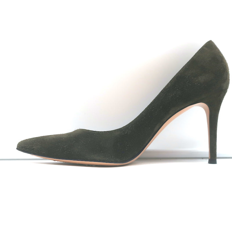 Gianvito Rossi Gianvito 85 Pumps Dark Olive Suede Size 39 Pointed Toe Heels
