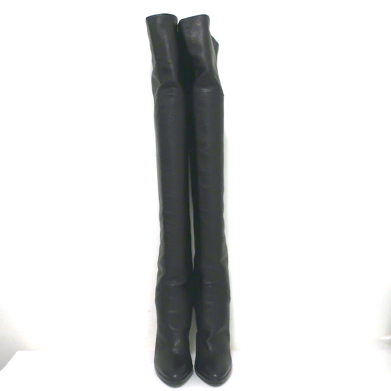 Louis Vuitton Black Leather Over-the-Knee Flats Boots Size 7/37.5 - Yoogi's  Closet