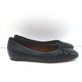 M. Gemi The Danza Square Toe Ballet Flats Black Leather Size 37 NEW