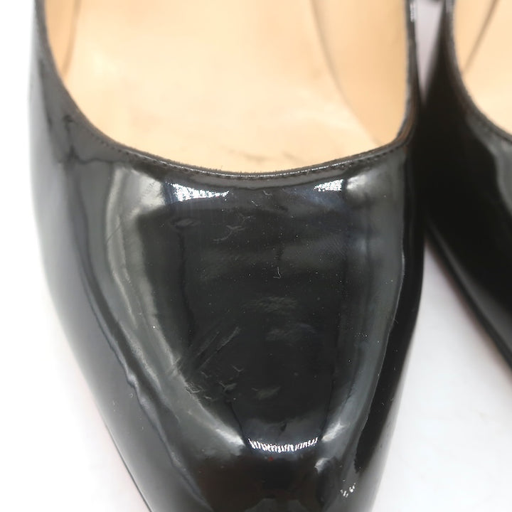 Christian Louboutin Jazz Decollete 868 Pumps Black Patent Leather Size 38.5