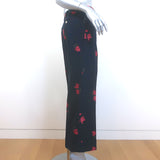 Gucci Floral Jacquard Wide Leg Trousers Navy Cotton-Wool Size 44
