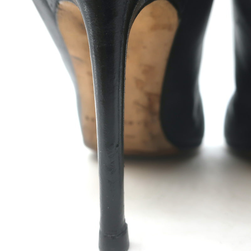 Brian Atwood Foldover Pointed Toe Booties Black Leather Size 37