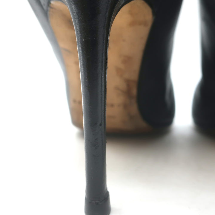 Brian Atwood Foldover Pointed Toe Booties Black Leather Size 37