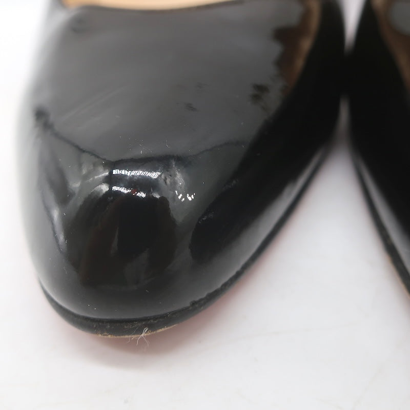Christian Louboutin Jazz Decollete 868 Pumps Black Patent Leather Size 38.5