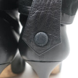 Brian Atwood Foldover Pointed Toe Booties Black Leather Size 37