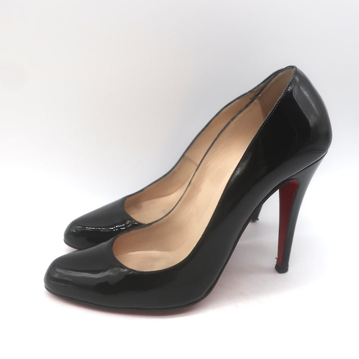 Christian Louboutin Jazz Decollete 868 Pumps Black Patent Leather Size 38.5
