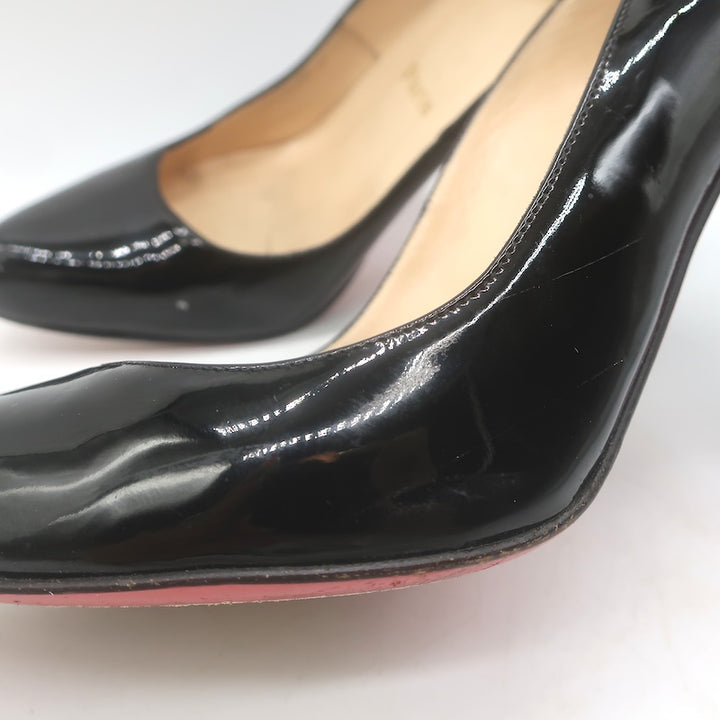 Christian Louboutin Jazz Decollete 868 Pumps Black Patent Leather Size 38.5
