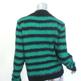 Balmain Sequin-Embellished Striped Distressed Knit Cardigan Green/Black Size 42