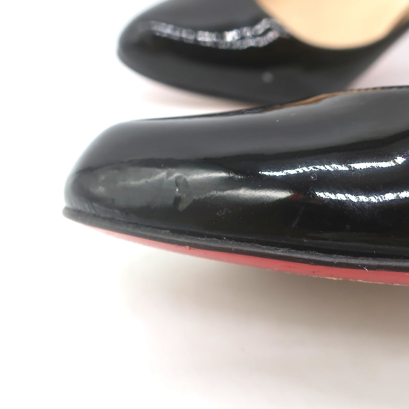 Christian Louboutin Jazz Decollete 868 Pumps Black Patent Leather Size 38.5