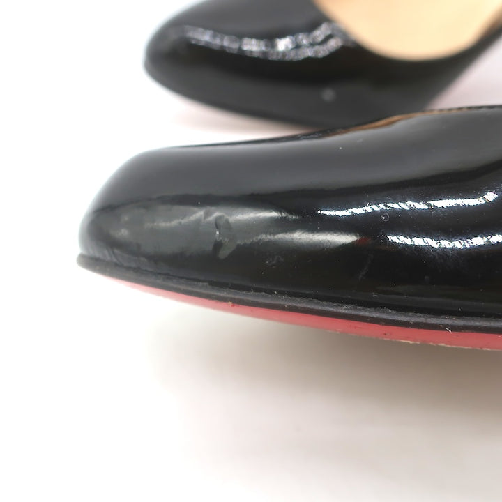 Christian Louboutin Jazz Decollete 868 Pumps Black Patent Leather Size 38.5