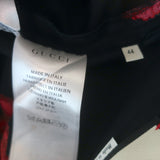 Gucci Floral Jacquard Wide Leg Trousers Navy Cotton-Wool Size 44