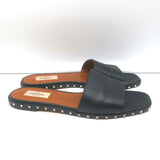 Valentino Soul Rockstud Flat Slide Sandals Black Leather Size 40
