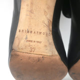 Brian Atwood Foldover Pointed Toe Booties Black Leather Size 37
