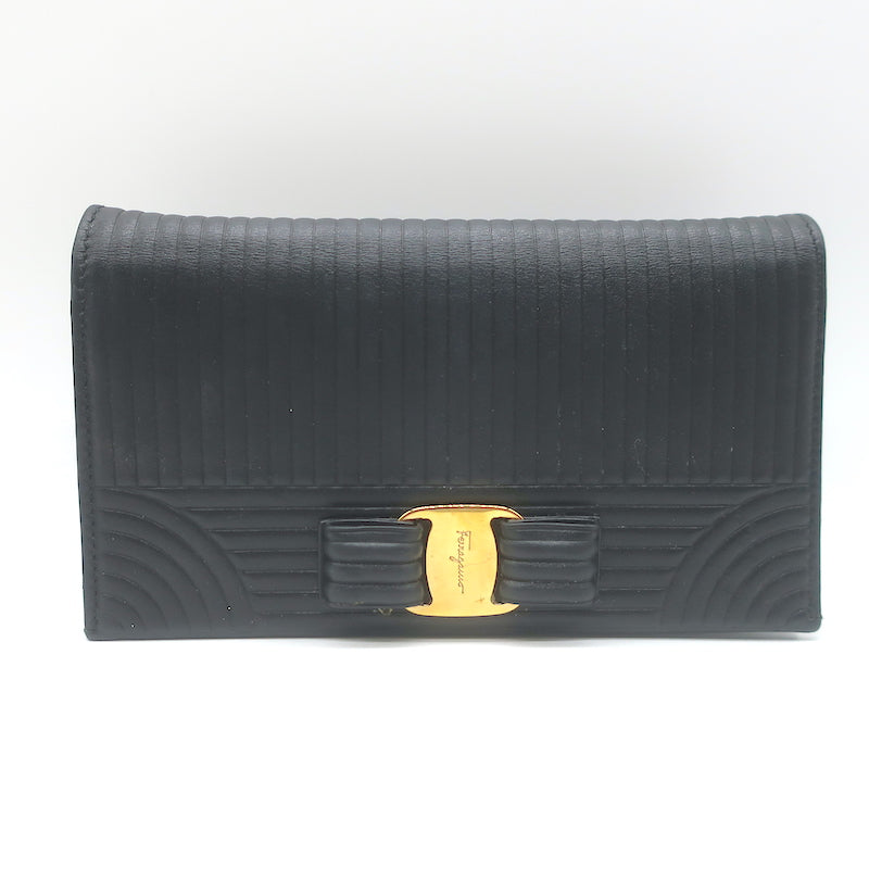 Salvatore Ferragamo Miss Vara Wallet on Chain Black Quilted Leather Crossbody