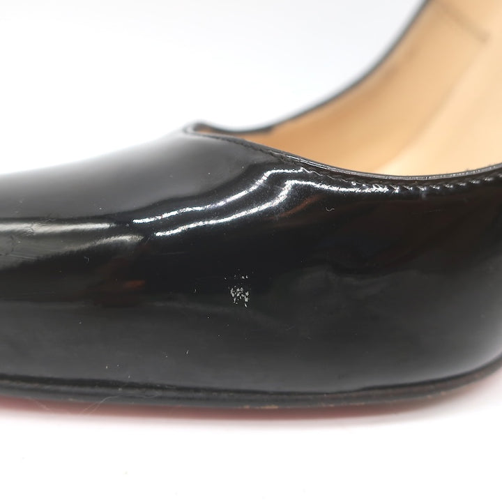 Christian Louboutin Jazz Decollete 868 Pumps Black Patent Leather Size 38.5