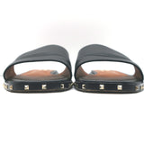 Valentino Soul Rockstud Flat Slide Sandals Black Leather Size 40