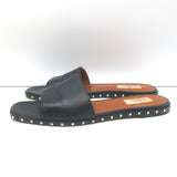 Valentino Soul Rockstud Flat Slide Sandals Black Leather Size 40