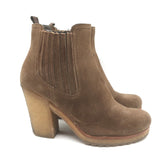Prada Linea Rossa Gum Sole Chelsea Boots Brown Suede Size 37