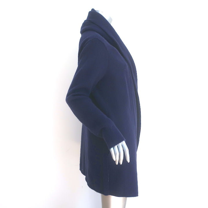 Vince Hooded Cardigan Navy Wool Size Small Open-Front Sweater Jacket