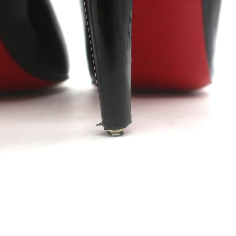 Christian Louboutin Jazz Decollete 868 Pumps Black Patent Leather Size 38.5
