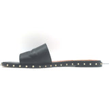 Valentino Soul Rockstud Flat Slide Sandals Black Leather Size 40