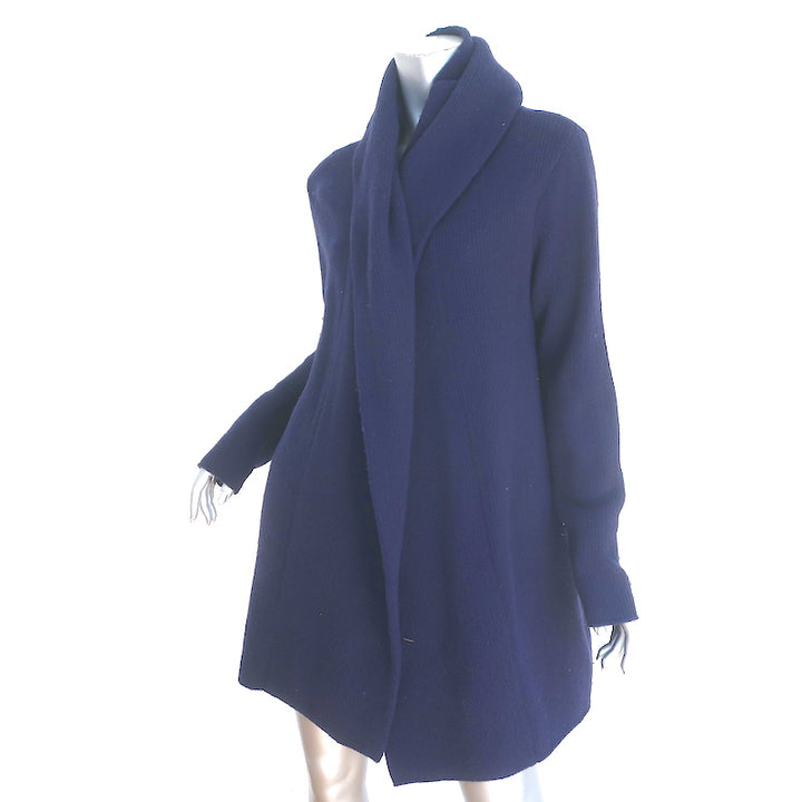 Vince Hooded Cardigan Navy Wool Size Small Open-Front Sweater Jacket