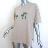 KULE Keanu Palm Tree Sweater Tee Taupe Knit Size Medium Short Sleeve Top