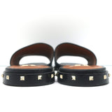 Valentino Soul Rockstud Flat Slide Sandals Black Leather Size 40