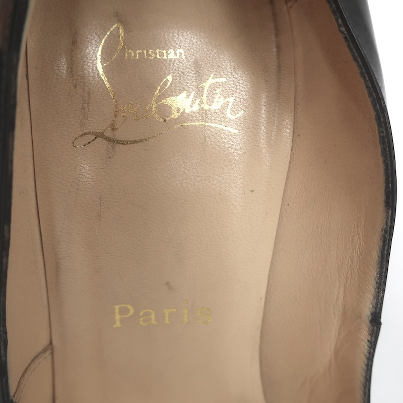 Christian Louboutin Jazz Decollete 868 Pumps Black Patent Leather Size 38.5