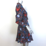 Ulla Johnson Ismaya Puff Sleeve Mini Dress Blue/Multi Shell Print Cotton Size 4