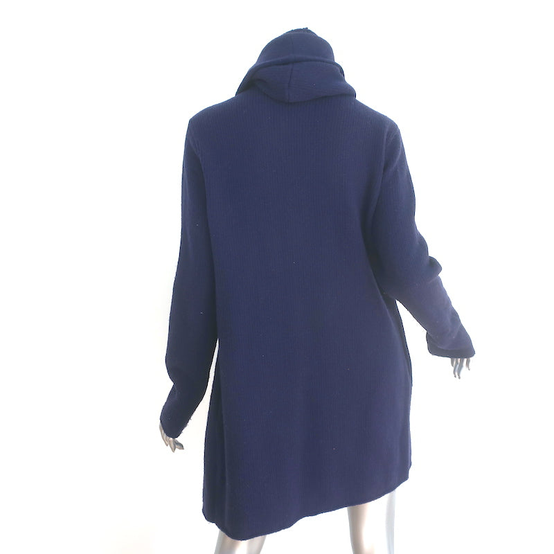 Vince Hooded Cardigan Navy Wool Size Small Open-Front Sweater Jacket