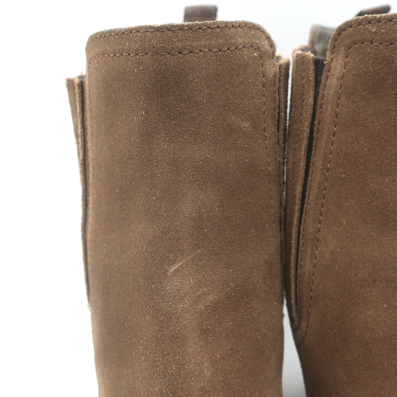 Prada Linea Rossa Gum Sole Chelsea Boots Brown Suede Size 37