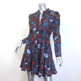 Ulla Johnson Ismaya Puff Sleeve Mini Dress Blue/Multi Shell Print Cotton Size 4