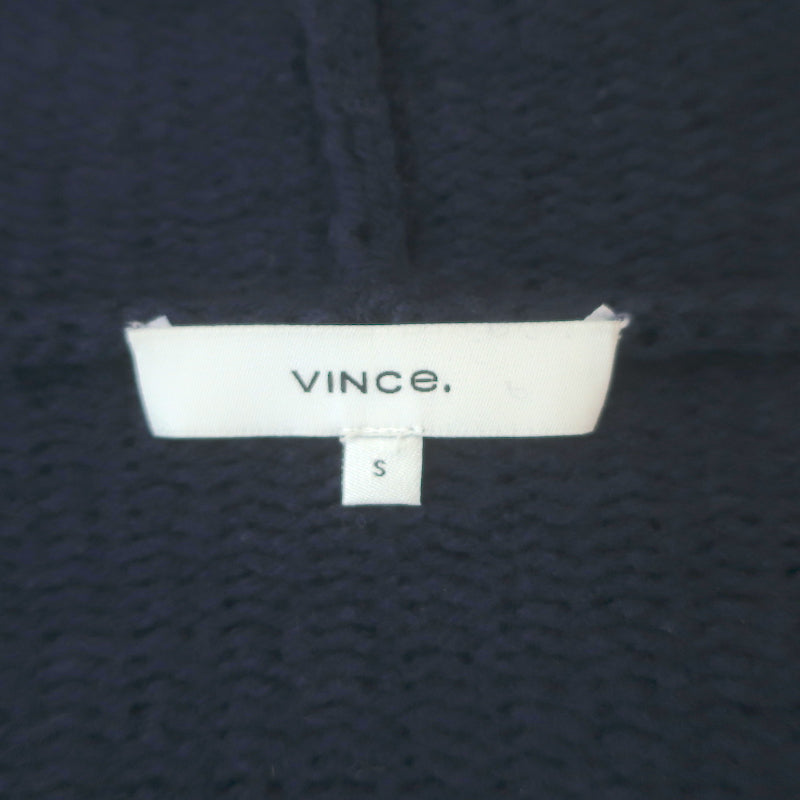 Vince Hooded Cardigan Navy Wool Size Small Open-Front Sweater Jacket