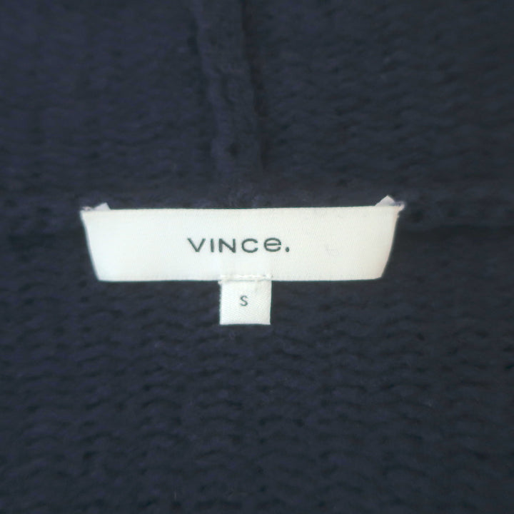 Vince Hooded Cardigan Navy Wool Size Small Open-Front Sweater Jacket
