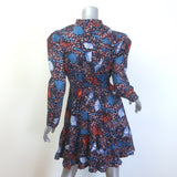 Ulla Johnson Ismaya Puff Sleeve Mini Dress Blue/Multi Shell Print Cotton Size 4