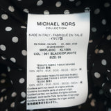 Michael Kors Polka Dot Tie-Neck Ruffled Midi Dress Black & White Silk Size 8