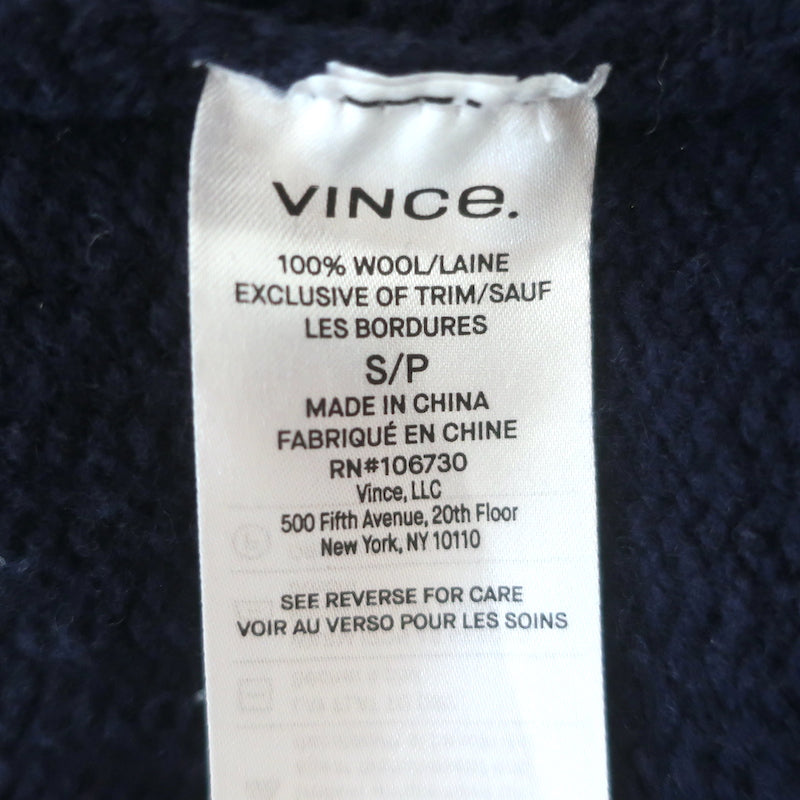 Vince Hooded Cardigan Navy Wool Size Small Open-Front Sweater Jacket