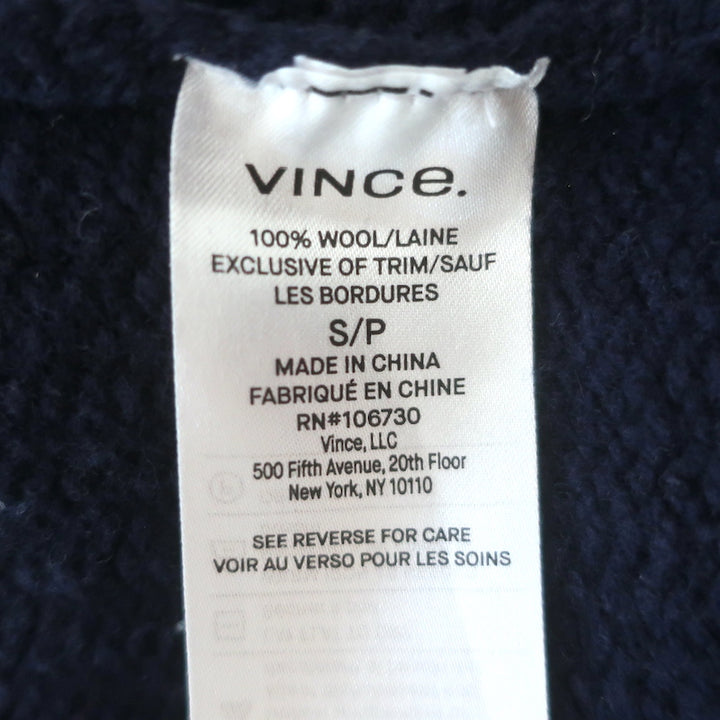 Vince Hooded Cardigan Navy Wool Size Small Open-Front Sweater Jacket