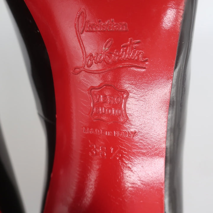 Christian Louboutin Jazz Decollete 868 Pumps Black Patent Leather Size 38.5