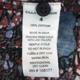 Ulla Johnson Ismaya Puff Sleeve Mini Dress Blue/Multi Shell Print Cotton Size 4