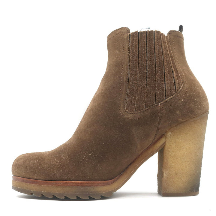 Prada Linea Rossa Gum Sole Chelsea Boots Brown Suede Size 37