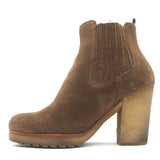 Prada Linea Rossa Gum Sole Chelsea Boots Brown Suede Size 37