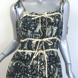 Ulla Johnson Indah Dress Tie-Strap Midi Dress Navy/Cream Floral Print Size 8 NEW