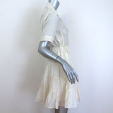 Sandro Tanzanite Ruffled Shirtdress Ecru Size 36 Short Sleeve Mini Dress NEW