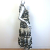 Ulla Johnson Indah Dress Tie-Strap Midi Dress Navy/Cream Floral Print Size 8 NEW