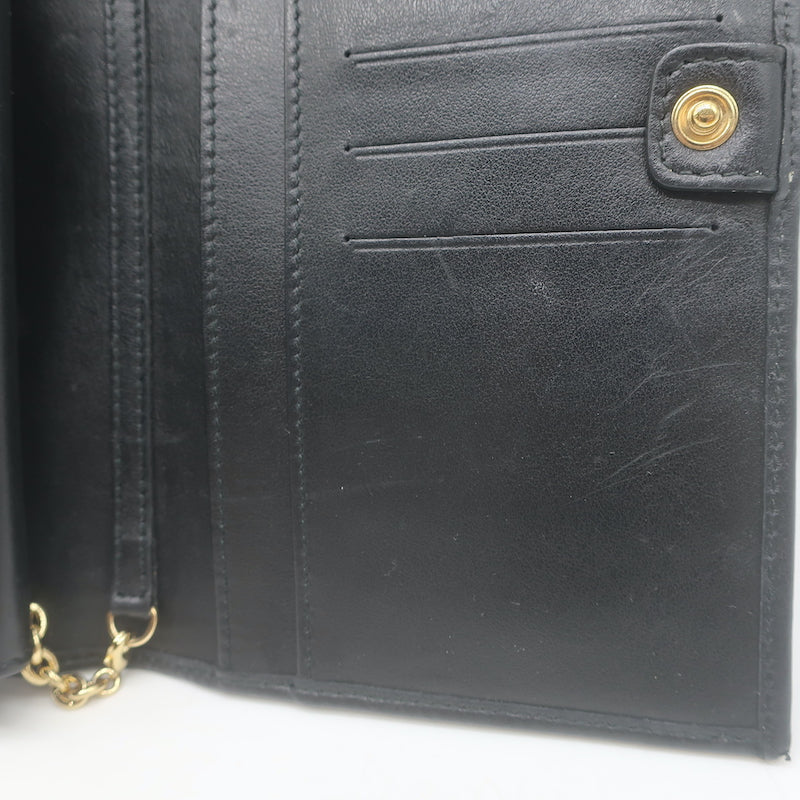 Salvatore Ferragamo Miss Vara Wallet on Chain Black Quilted Leather Crossbody