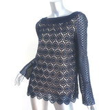 Tory Burch Janeen Crochet Lace Top Navy Size 6 Long Sleeve Blouse